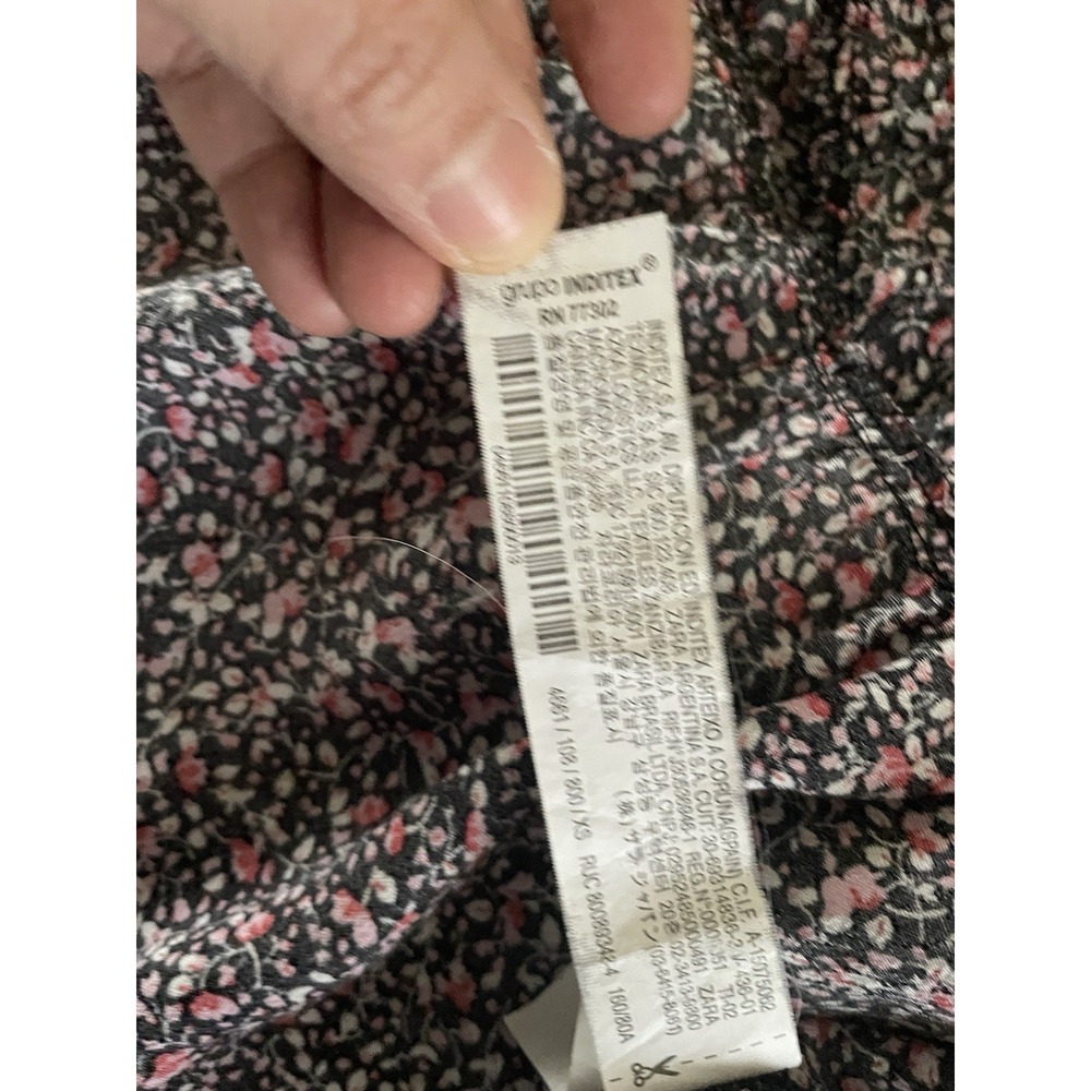 Zara Womens Dress Small Black Ditsy Floral Babydoll Tiered Cottagecore Prairie - Picture 9 of 10